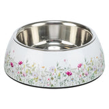 Trixie Voerbak / Drinkbak Bloemmotief Rvs Wit / Meerkleurig