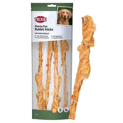 Trixie Denta Fun Rabbit Sticks Met Kippenborst
