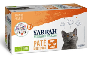 Yarrah Organic Kat Multipack Pate Zalm / Kalkoen / Rund 8X100 GR