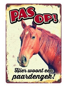 Plenty Gifts Waakbord Blik Paard 15X21 CM