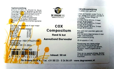 De Groene Os Cox Compositum Hond / Kat 50 ML