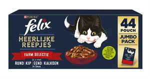 Felix Heerlijke Reepjes Farm Selectie Rund / Kip / Eend / Kalkoen 44X80 GR