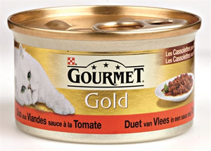 Gourmet Gold Cassolettes Duet Van Vlees In Saus Met Tomaten 85 GR (24 stuks)